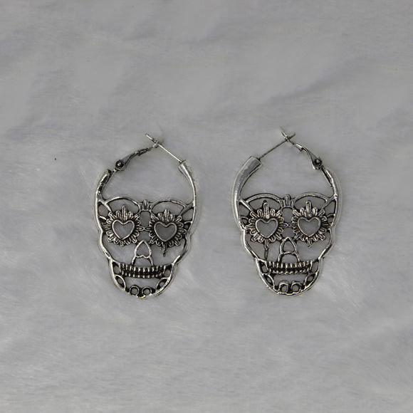 Jewelry - Silver Sugar Skull Earrings